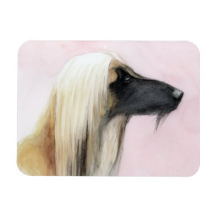 Afghan Hound Profil Hund Konst Julkort 5x7 Magnet