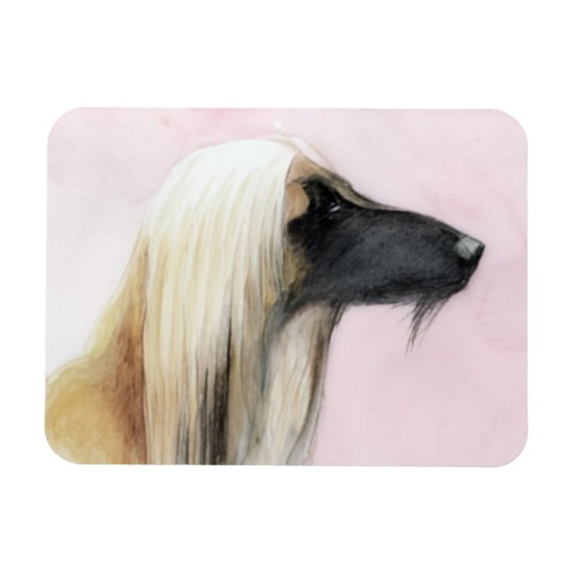 Afghan Hound Profil Hund Konst Julkort 5x7 Magnet (Horisontell)