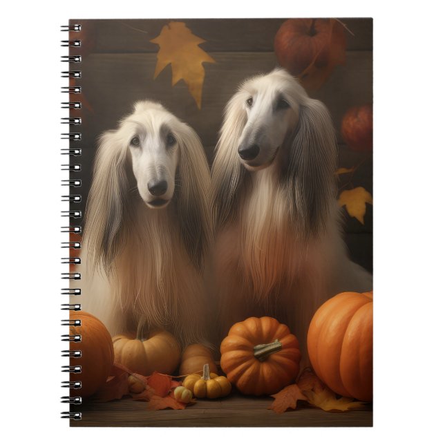 afghan hound Puppy Autumn Delight Pumpkin Anteckningsbok (Framsidan)