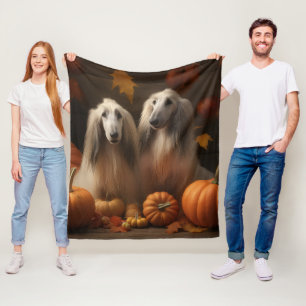 afghan hound Puppy Autumn Delight Pumpkin Fleecefilt