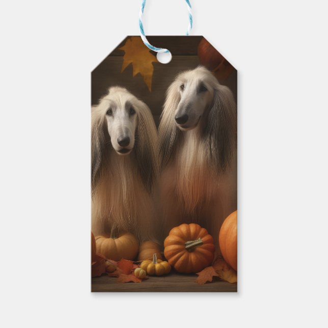 afghan hound Puppy Autumn Delight Pumpkin Presentetikett (Framsidan)