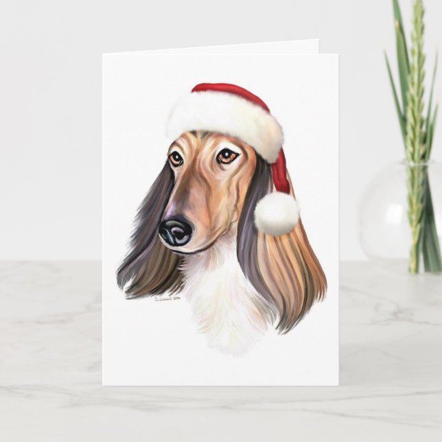 Afghan Hound Red Santa - Anpassad Helgkort (Framsida)