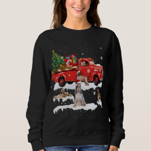 Afghan Hound Riding Red Lastbil God jul X-morsa T Shirt