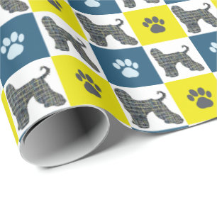 Afghan Hound Silhouette Hund & Tass Y&B Grid Presentpapper