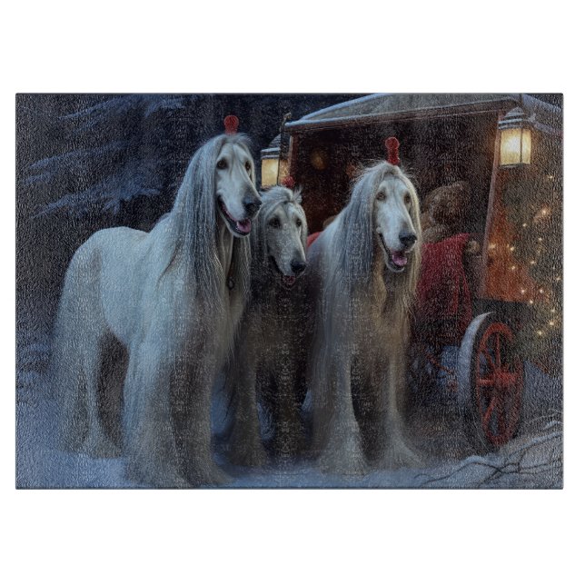 Afghan Hound Snowy Sleigh Ride Juldekan (Framsidan)