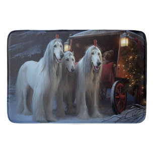 Afghan Hound Snowy Sleigh Ride Juldekan Badrumsmatta