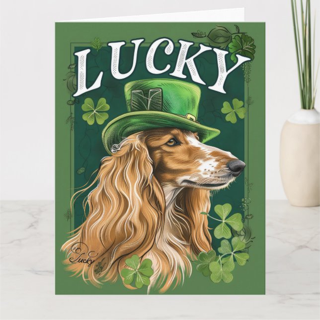 Afghan Hound St. Patrick's Day Kort (Framsida)