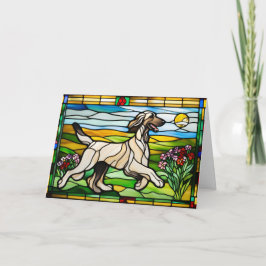 Afghan Hound Stached Glass Kort