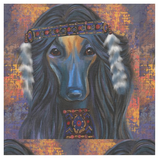 Afghan Hound Sydvästlig konst Tyg (Närbild)
