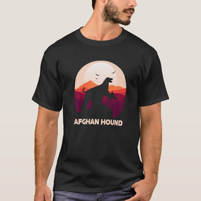 Afghan Hound under Moon for Halloween Costume  1 T Shirt (Framsida)