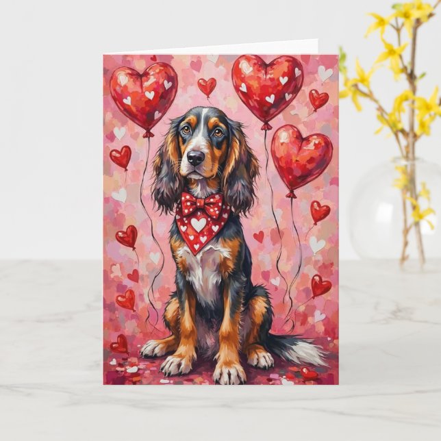 Afghan Hound Valentine’s Day Dog with Hearts Red Kort (Gul blomma)