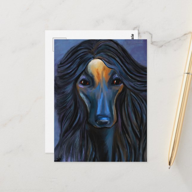 Afghan Hound   Vykort (Fram/Back In Situ)