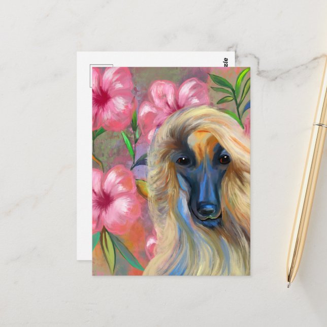 Afghan Hound    Vykort (Fram/Back In Situ)