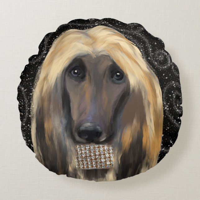 AFGHAN SKALLHUND   RUND KUDDE (Framsidan)