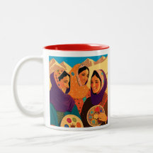 Afghan Women Coffee Mugg, Darya, Colorful, Tumbler