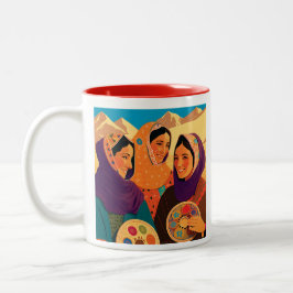 Afghan Women Coffee Mugg, Darya, Colorful, Tumbler Två-Tonad Mugg