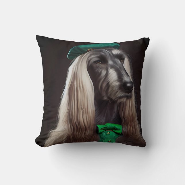 afghanhund hund i St. Patricks dags dräkt Kudde (Framsida)