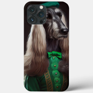 afghanhund hund i St. Patrick's Day dräkt