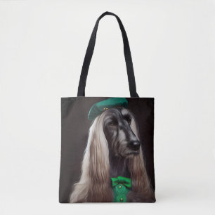 afghanhund hund i St. Patrick's Day dräkt Tygkasse