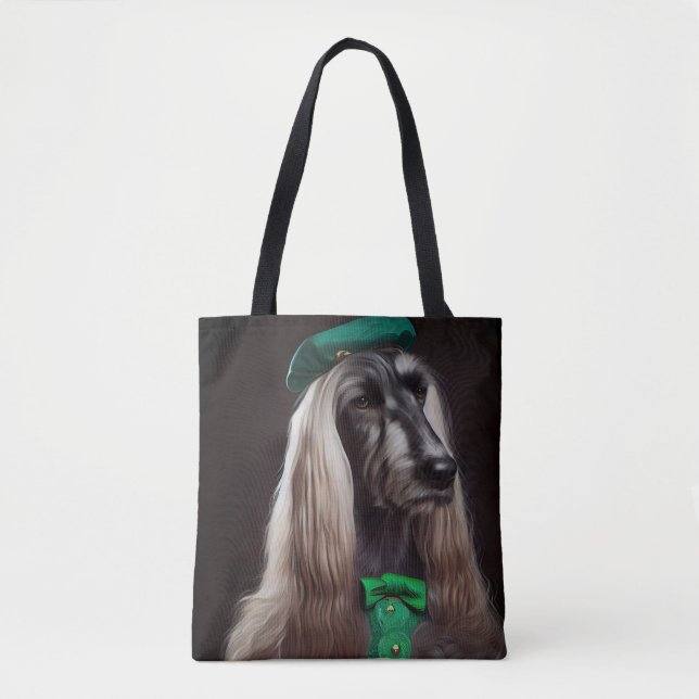 afghanhund hund i St. Patrick's Day dräkt Tygkasse (Framsida)