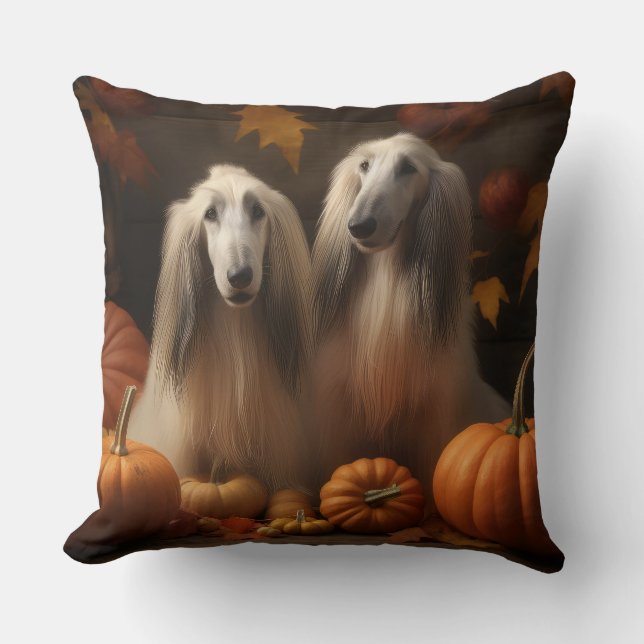 afghanhund Valp Autumn Delight Pumpkin Kudde (Framsida)