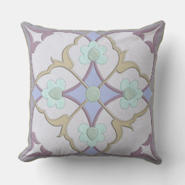 Afghani Tile Mönster i Periwinkle, Lavender, Mint Kudde