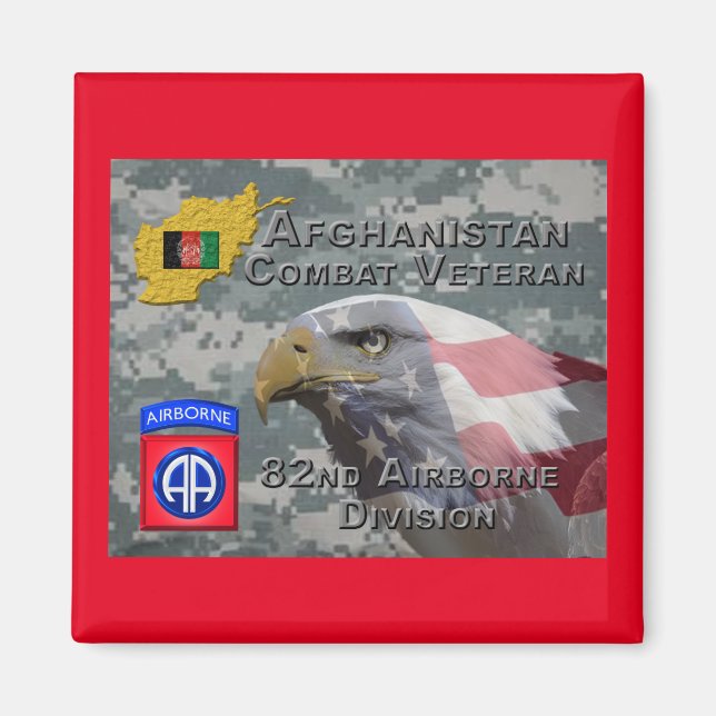 "Afghanistan Combat Veteran" - 82:a Airborne Divis Magnet (Framsidan)