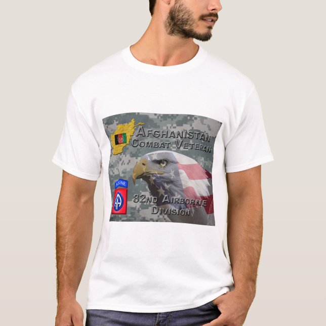 "Afghanistan Combat Veteran" - 82:a Airborne Divis T Shirt (Framsida)