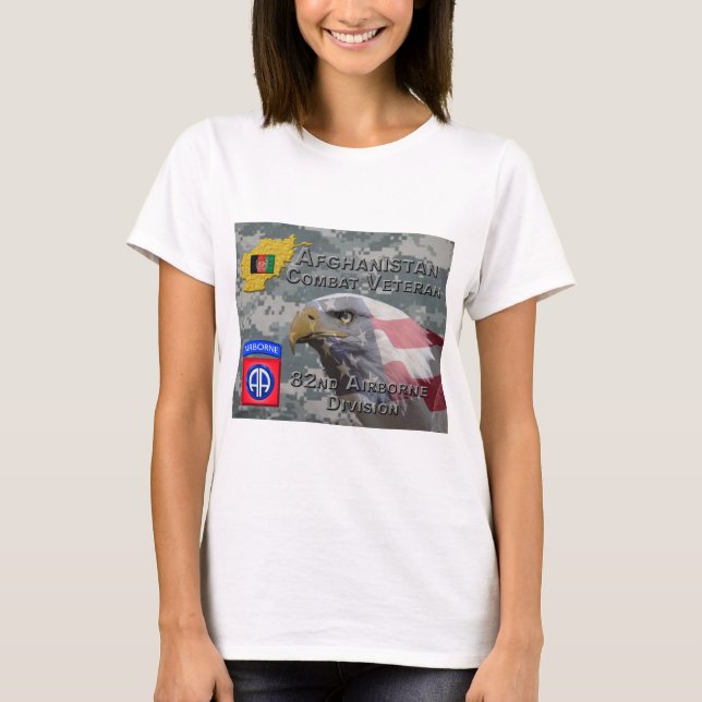 "Afghanistan Combat Veteran" - 82:a Airborne Divis T Shirt (Framsida)