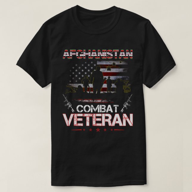 Afghanistan Combat Veteran Shirt US Veteran Milita T Shirt (Design framsida)