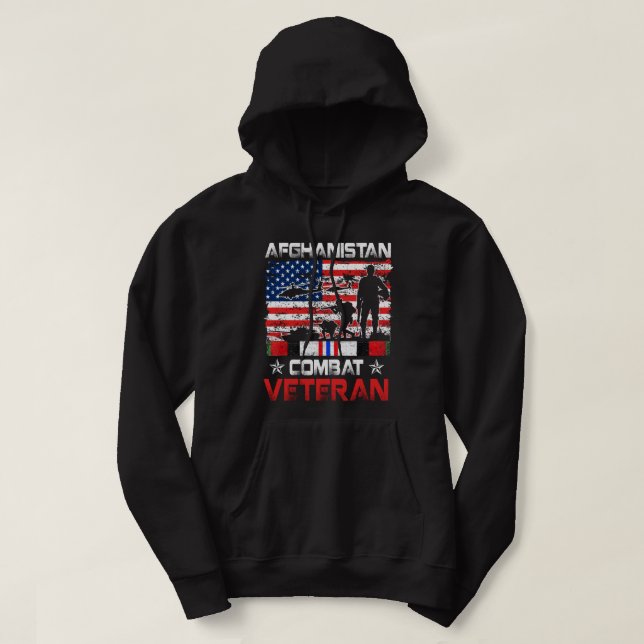 Afghanistan Combat Veteran US Veteran Militär Hoodie (Design framsida)