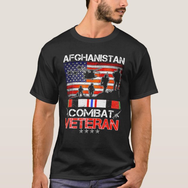 Afghanistan Combat Veteran US Veteran Militär T Shirt (Framsida)