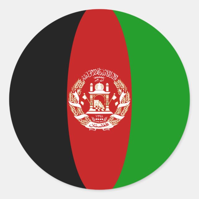 Afghanistan Fisheye Flagga Sticker Runt Klistermärke (Framsida)