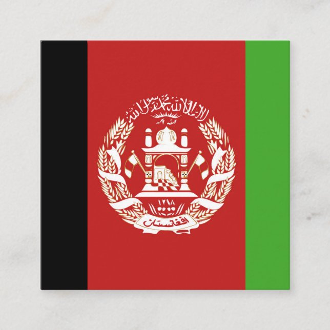 Afghanistan Flag Emblem Fyrkantigt Visitkort (Framsida)