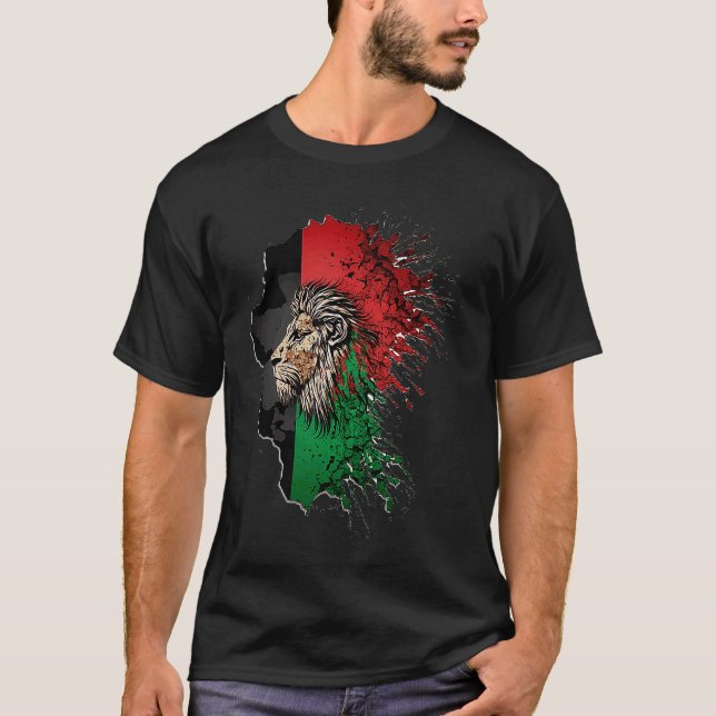 Afghanistan Flag Lion Free Afghanistan T Shirt (Framsida)