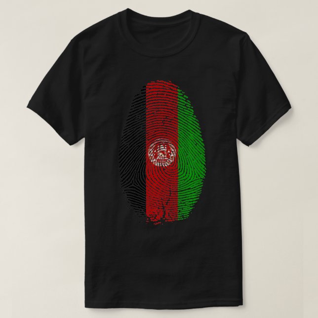 Afghanistan Flagga Fingerprint Det är i mitt DNA-s T Shirt (Design framsida)
