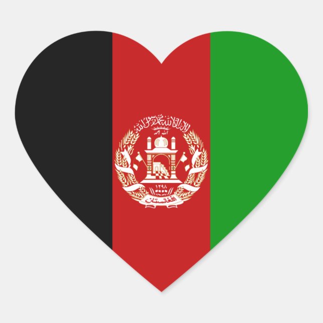 Afghanistan Flagga Heart Sticker Hjärtformat Klistermärke (Framsida)