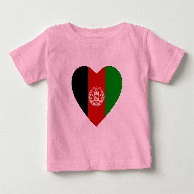 Afghanistan Flagga Heart T-Shirt (Framsida)