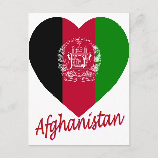Afghanistan Flagga Heart Vykort (Framsida)