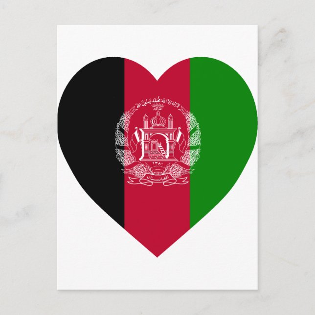 Afghanistan Flagga Heart Vykort (Framsida)