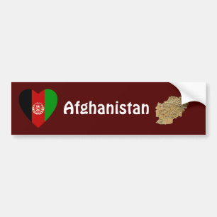 Afghanistan Flagga Hjärta + Karta Bildäckslapp Bildekal