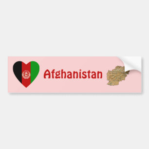 Afghanistan Flagga Hjärta + Karta Bildstämpel Bildekal