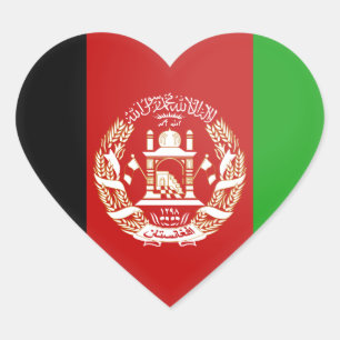 Afghanistan Flagga Hjärtformat Klistermärke