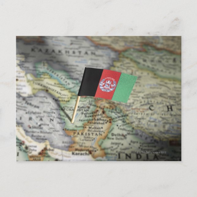 Afghanistan flagga i karta vykort (Framsida)