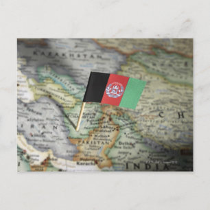 Afghanistan flagga i karta vykort