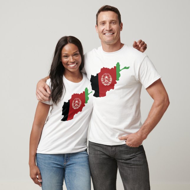 Afghanistan Flagga i Land Karta T Shirt (Unisex)