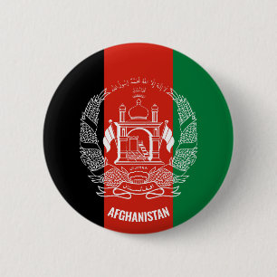Afghanistan Flagga Inscription Black Red Grönt Knapp