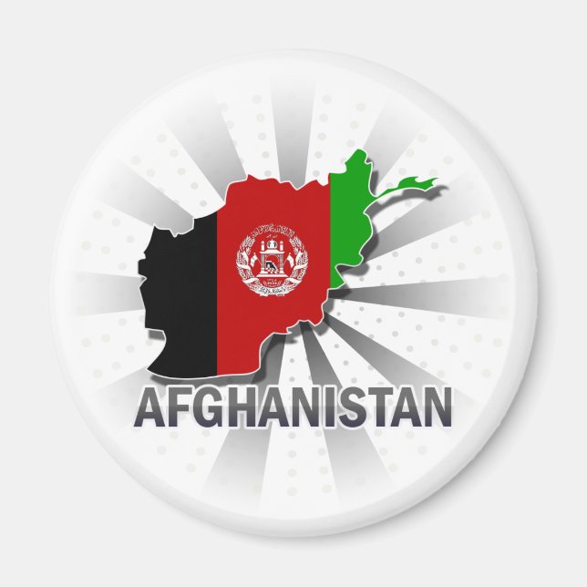 Afghanistan Flagga Karta 2.0 Magnet (Framsidan)