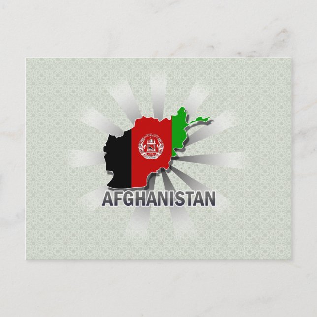 Afghanistan Flagga Karta 2.0 Vykort (Framsida)