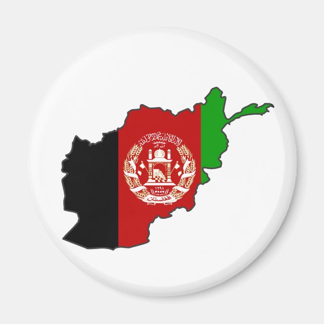 Afghanistan Flagga Karta Magnet (Framsidan)